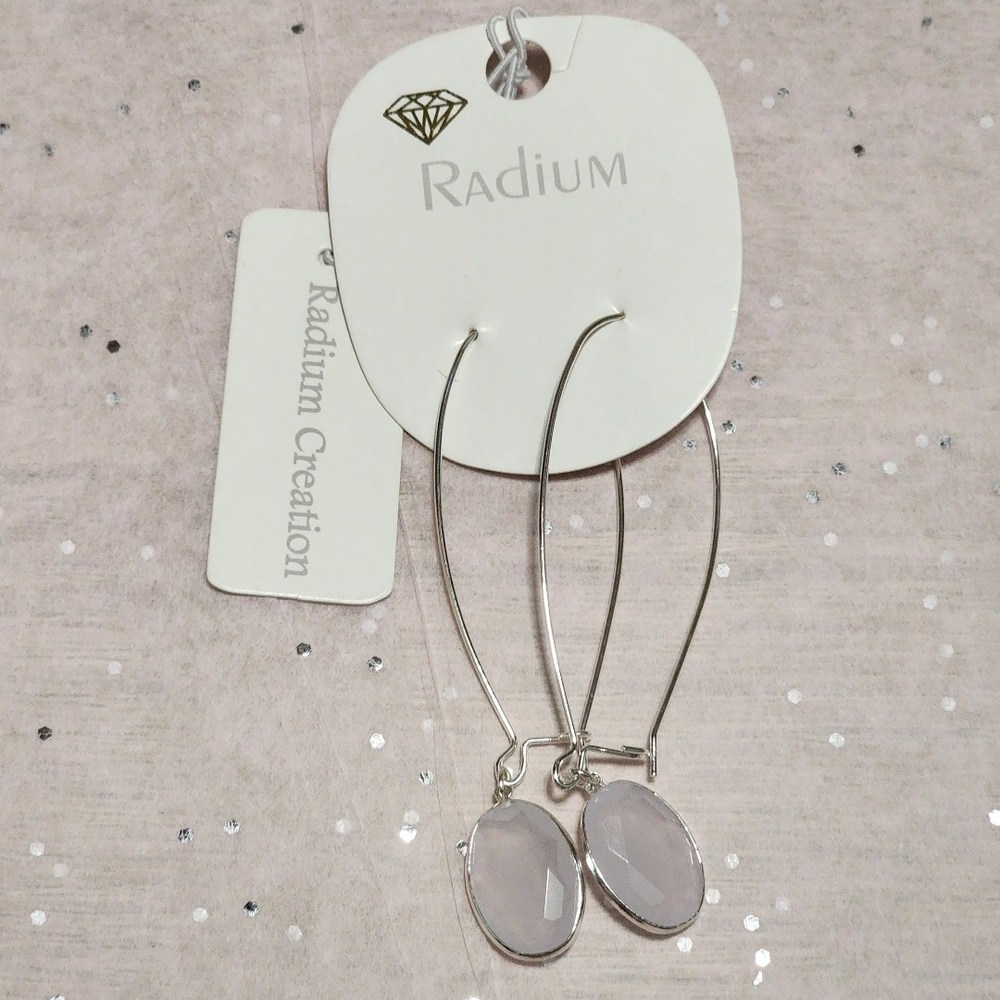Silver and White Earrings